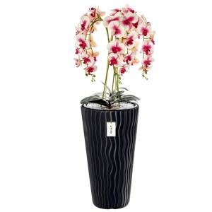 Künstliche Orchidee Kaskaden Blumenstrauß Creme und Rosa im Topf Anthrazit H 115 cm Heimbüro Dekoration, Kunstpflanze Orchidee, Kunstblume, Künstliche Orchidee im Topf