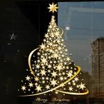 Kerst Venster Klings Gouden Kerstboom Raamklemmen Stickers voor Glas DIY Statische Muur Venster Deur Muurschildering Stickers voor Home Shop Venster Glas Display Decoraties
