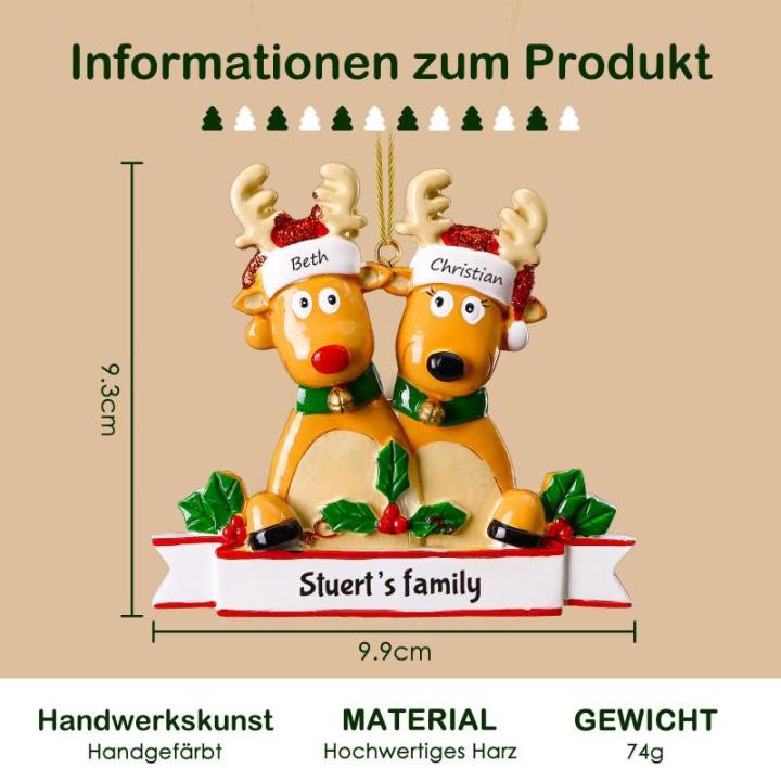 Gepersonaliseerde kersthangers met 2/3/4/5/6/7/8 familienamen - 2023 kunsthars kerstboomversiering gepersonaliseerde familie, partners en vrienden 2