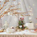 Mini-kunstkerstboom, 30 cm, met bessen, sneeuwbedekte kerstversiering voor zelfgemaakte tafel-kerstdecoraties, wit