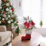 Künstlicher Weihnachtsstrauß, 30,5 cm, rot, mattiert, Weihnachtssterne für Zuhause, Büro, Tischplatte, Innenbereich, Winterferien, Weihnachtsdekorationen