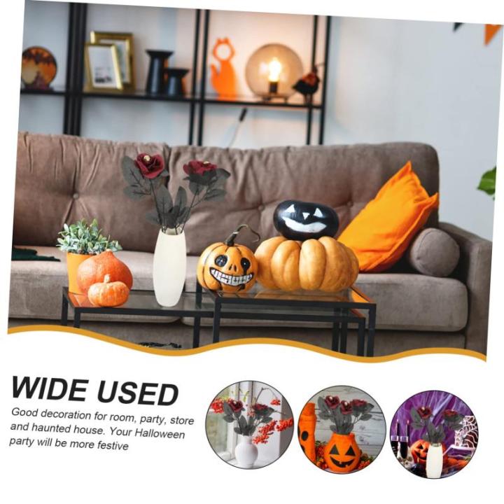 10st Schädel Stieg Halloween-Spielzeug Künstliche Rosen Halloween-blumendekor Halloween Tischdekoration Halloween-blumenstrauß Blumenstrauß Für Halloween Seidenrosenblume Plas