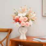 Kunstbloem zijden hortensia bloemstukken, witte bloem faux planten boeketten voor bruiloft decoraties, plastic bloemen tafel centerpieces voor thuis, tuin, kantoor decor (2, wit)