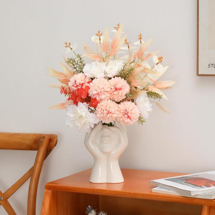 Kunstbloem zijden hortensia bloemstukken, witte bloem faux planten boeketten voor bruiloft decoraties, plastic bloemen tafel centerpieces voor thuis, tuin, kantoor decor (2, wit)