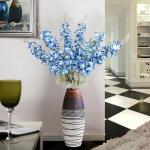 Delphinium 6 stuks zijden bloemen ridderspoor 85 cm lange steel bloemen voor thuis bruiloft kantoor arrangement decoratie (gradiënt blauw)