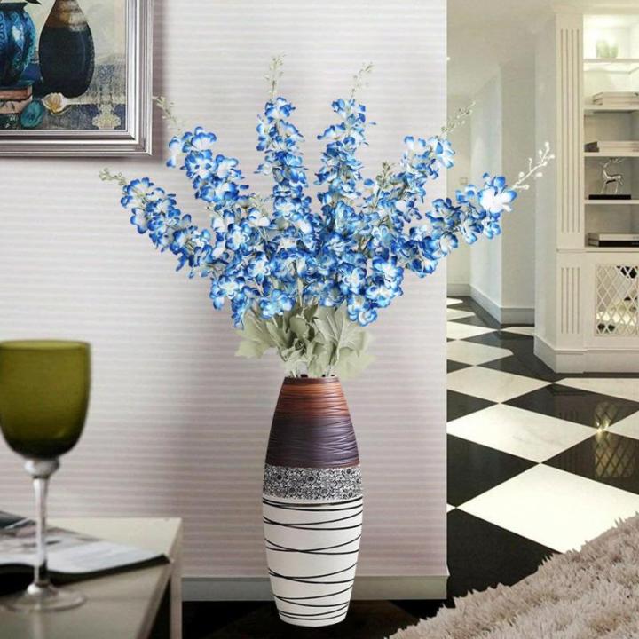 Delphinium 6 stuks zijden bloemen ridderspoor 85 cm lange steel bloemen voor thuis bruiloft kantoor arrangement decoratie (gradiënt blauw)
