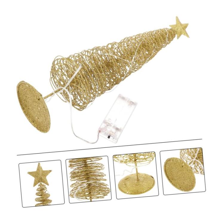 1 stks lichtgevende kerstboom tafellamp boom verlichte berk kerst kerstdecoratie lichtgevende kerstbomen festival decor kerstscène ornament smeedijzer goud
