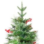 Weihnachtsbaum mit Beleuchtung und Kiefernzapfen Grün 225 cm Christbaum Dekobaum mit Ständer Kunstbaum Tannenbaum Weihnachten Künstlicher Weihnachtsbaum für Weihnachtsdeko