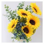 Kunstblumen Künstlicher Sonnenblumenstrauß in Vase – Seidenblumen für Heim- und Partydekoration, künstliche Blumen, Hochzeitsstrauß für die Dekoration für jeden Anlass