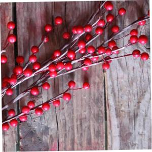 Künstliche Beeren Red, 200pcs künstliche Holly -Beeren, Winterbeeren Bündel Berryzweige, rote Berry -Stängel für Kranzdekorationen, DIY -Handwerksdrahtbeeren