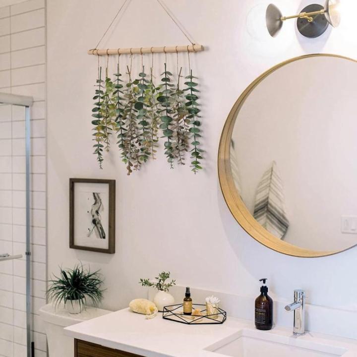 Kunsthangplanten, eucalyptus, bladeren, , eucalyptus, takken, voor tuin, binnen en buiten, kunstdecoratie, woonkamer, slaapkamer (groen-2)