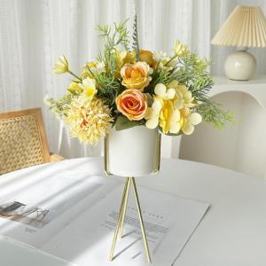 Wohnzimmerdekorationen Mit Künstlichen Blumen, Esstischkommode Und Fensterblumendekorationen, Bionische Blumensträuße Mit Regalen(Yellow)