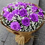 10 stuks zijden kunstrozen bloemen bruidsboeket bloemen (paars)