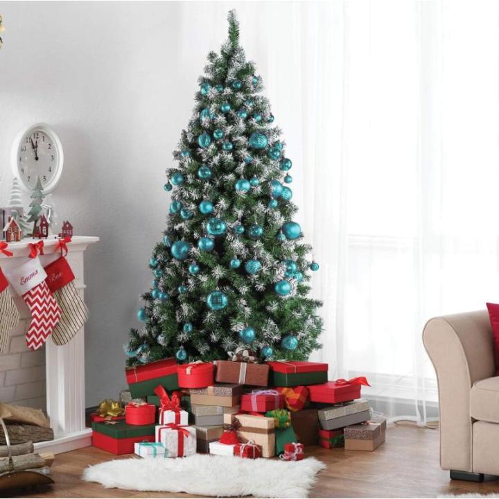 pauwgroene kerstbalornamenten voor kerstversiering - 36 stuks kerstboom onbreekbare ornamenten met ophanglus voor vakantie- en feestdecoratie (combo van 6 stijlen in 3 maten)