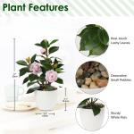 28cm Kunstpflanzen im Topf für Heimdekoration Künstliche Zimmerpflanze Camellia, Blumenarrangements Heim- und Büro Dekoration Desktop Bonsai, Kunstpflanzen mit Töpfen Tischdeko