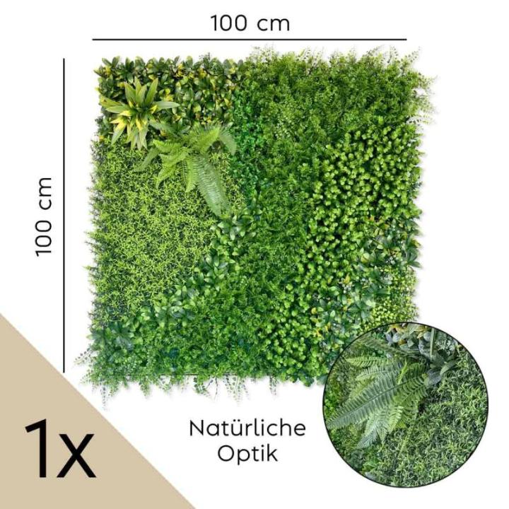 wand, bosgroen, 100 x 100 cm, groen voor binnen en buiten, uv-bestendig, onderhoudsvriendelijk en duurzaam, verticale tuin voor een feel-good sfeer en een fris kamerdesign