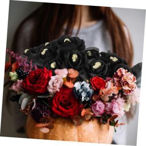10St Schädel stieg Halloween-Wanddekorationen künstliche Seidenrosenblumen Halloween Halloween assecoires gefälschte Rose mit Halloween-Rosendekor Polyester