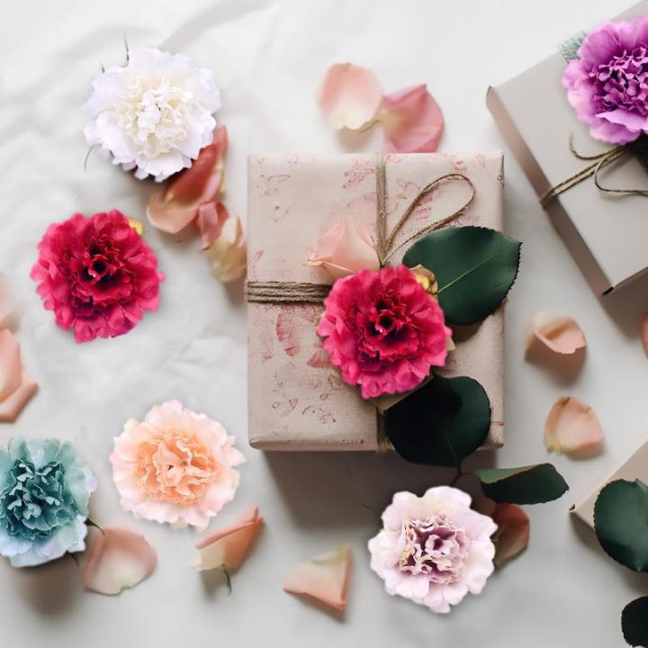Kunstbloemen, bloemkoppen, kunstbloemen, zijden bloemen, kunstmatige anjer, strooibloemen (meerkleurig)