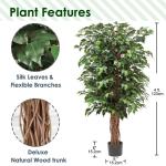 Ficus Benjamini , grote kunstboom, 123 cm hoog met 672 bladeren, ideaal voor de eetkamer en entree en interieurdecoratie