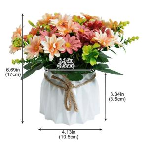 Falsche Blumen, Realistische Blumenarrangements, Künstliche Gänseblümchen in Vase, fühlt Sich echt an, gefälschte Gänseblümchen, Kunstseide, Pflanzenarrangements(Champagne)