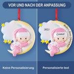 Gepersonaliseerde kersthangers met de naam Baby's eerste Kerstmis - 2023 kunsthars kerstboomversiering gepersonaliseerde , cadeaus voor baby's, dochters, kleinkind, maan