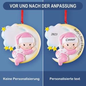 Gepersonaliseerde kersthangers met de naam Baby's eerste Kerstmis - 2023 kunsthars kerstboomversiering gepersonaliseerde , cadeaus voor baby's, dochters, kleinkind, maan