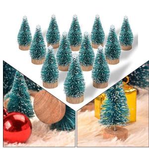Mini-Weihnachtsbäume, 12 Stück, 4 cm, Mini-Weihnachtsbaum, Blau, Grün, Weiß, Tischdekoration
