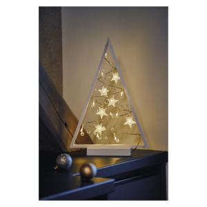 Lichtgevende kerstboom van hout, 15 leds, warm wit licht, kerstdecoratie, IP20 voor binnen, werkt op batterijen (2 x AA), levensduur 10.000 uur, 6/18 uur timer, 0,45 watt, 20 x 30 