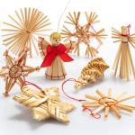 56-delige strosterrenset - sterren, bellen, dennenbomen en traditionele figuren als kerstboomversiering - kleine stro - natuurlijke kerstboomversieringen