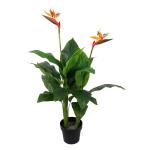 Strelitzie MN-KP-2210 Paradijsvogelbloem, kunstplant, kunstplant, decoratie, in zwarte pot, zeer realistisch, groen, 120 cm