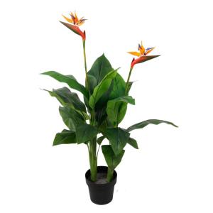Strelitzie MN-KP-2210 Paradijsvogelbloem, kunstplant, kunstplant, decoratie, in zwarte pot, zeer realistisch, groen, 120 cm