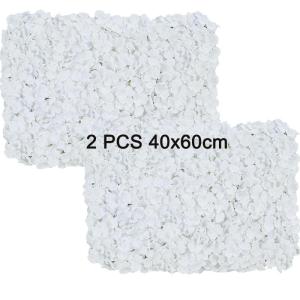 Blumenwand-Hintergrundpaneele – Weiß, 2 Stück, Blumenwandpaneele, 0,4 x 1,2 m, Seidenblumen-Wanddekoration für Hochzeit, Party, Weihnachten, Valentinstag, Dekoration