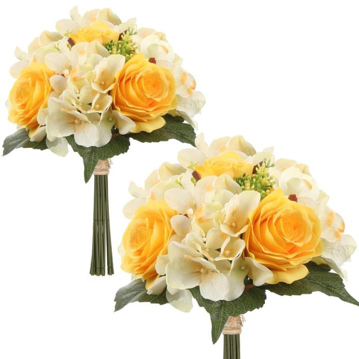 Kunstbloemen kunstboeket kunstplant bloemstukken set van 2 hortensia rozenboeket hoogte 30 cm decoratieve plant voor arrangementen feestdag tafel of bruiloft