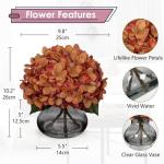 Kunsthortensia bloemen in vaas, echte touch nep hortensia bloem in glazen vaas met faux water zijde oranje faux bloemstuk voor thuis badkamer bruiloft decoratie