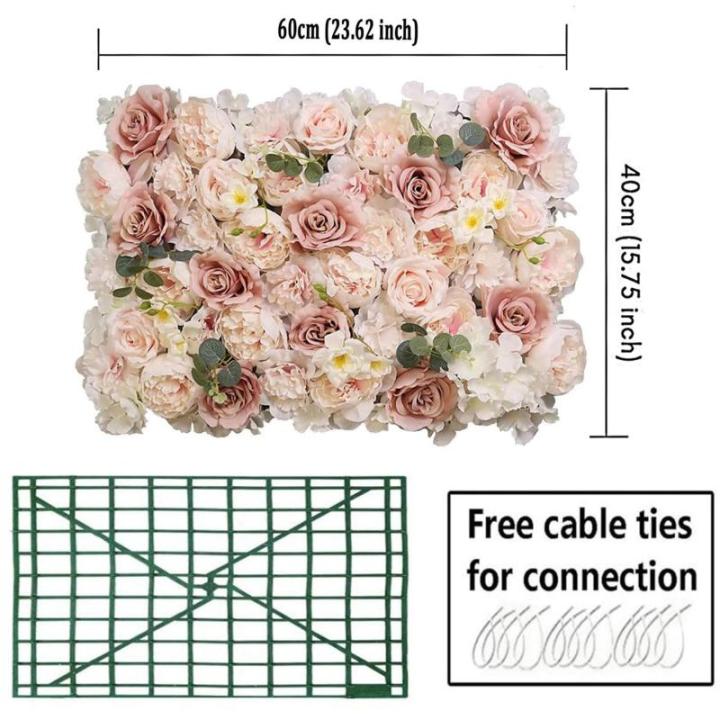 23,62 X 15,75 Zoll Große Künstliche Blumenwand, Künstliche Blumen, Panel Aus Seide, Kunststoff, Floraler Hintergrund, Sichtschutzwände Für Den Außenbereich Innenbereich Hochz