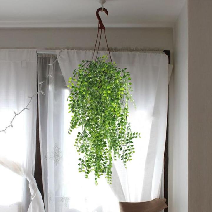 Mihunon Kunstmatige Ivy Vine 2 stuks kunstmatige ophanging Vine Planten vervalste kunststof groen Ivy Garland voor bruiloft muur buiten ophangen planten omheining spalier