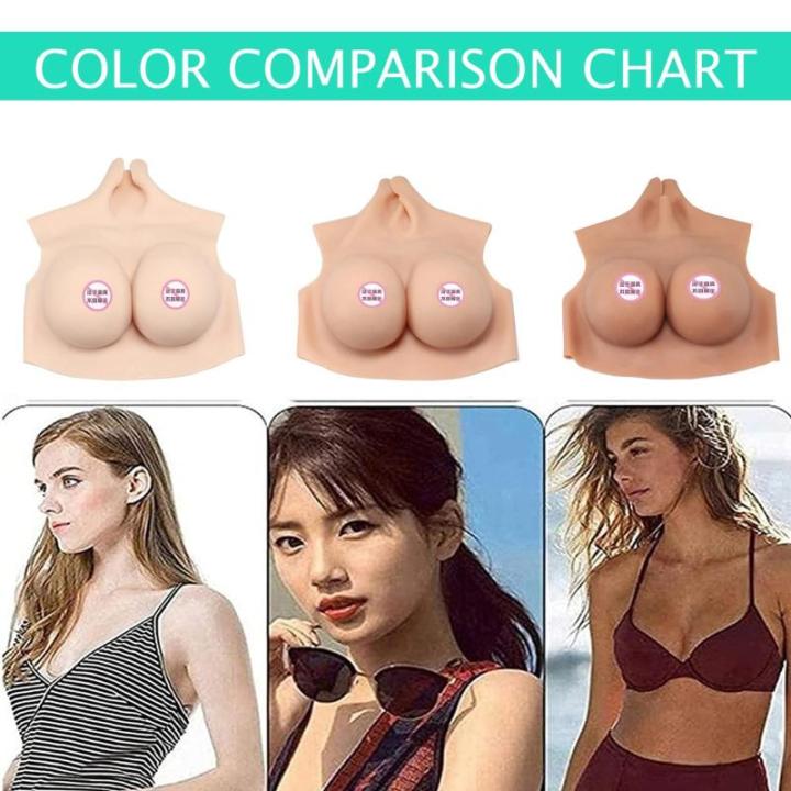 Borstprothesen Silicone Gevuld D Cup Realistische Huid Siliconen Borsten Fake Tits Zachte Siliconen voor Mannelijke tot Vrouwelijke Drag Queen Cosplay 1 Tan