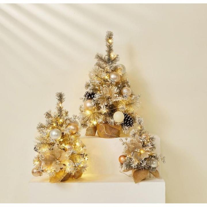 Mini-Weihnachtsbaum, silbergrau, 30 cm/45 cm/60 cm, Tischdekoration, für Zuhause und Büro, moderne kleine Weihnachtsbaumdekoration für festliche Präsentation (45 cm Licht)