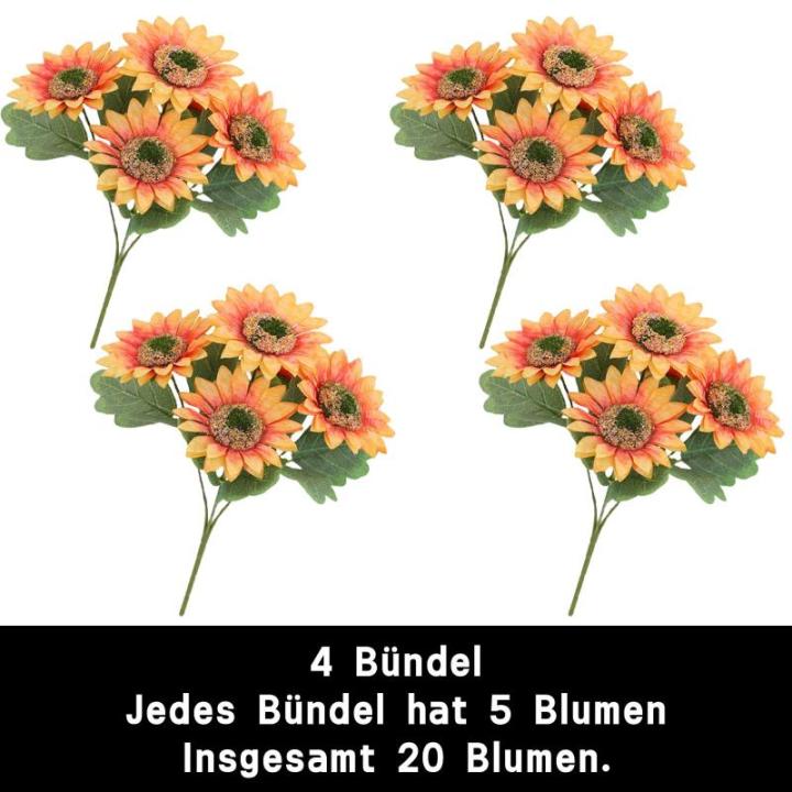 Boeket van kunstbloemen, 20 stuks, kunstzonnebloemen, decoratieve kunstbloemen, boeket voor thuis, tafeldecoratie, cadeau, kantoor, bruiloft, 1507