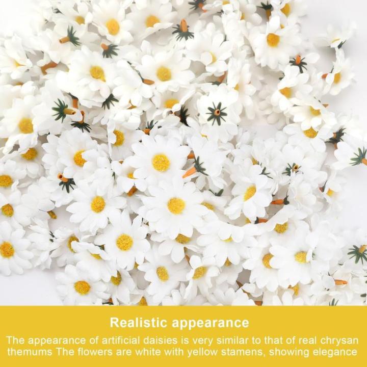 200 stuks madeliefjesdecoratie, stoffen bloemen om op te naaien, mini-madeliefjes, voor bruiloft, feest, doe-het-zelf, bloemstuk, krans