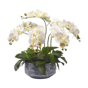 Kunstblumen Künstliche Orchideen-Fälschungspflanzen für den Innenbereich, künstliche Blumenarrangements mit Porzellanvase, Seidenorchideen-Blumen-Mittelstücken für jeden Anla
