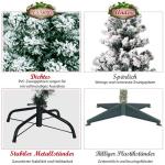 Kunstkerstboom met sneeuw en warmwitte ledverlichting, dennenboom met metalen standaard, pvc-naalden, kunstboom, kerstgroen, 225 cm, 135/180/225 cm