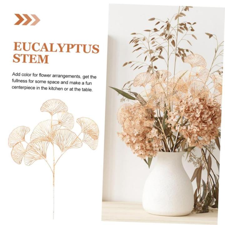 4 stuks gesimuleerde ginkgo biloba eucalyptus stengels namaakplantenornamenten kunstmatige takken kunstmatige eucalyptus stam eucalyptus stengel decor kunsttakken ijzer goud