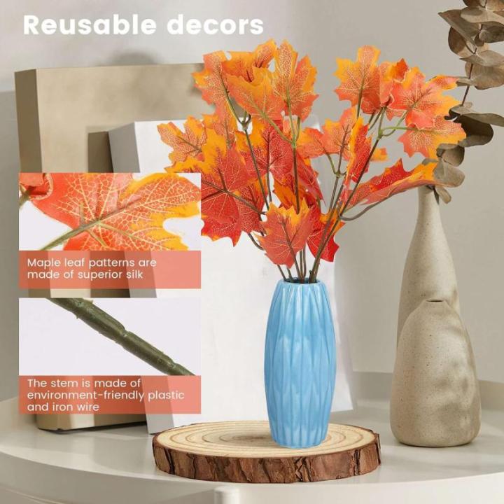 Künstliche Pflanzen Herbstblätter Zweige Kunstpflanzen Wetterfest Plastikpflanzen Dekopflanzen für Balkon Garten Herbst Tischdeko Hause Dekoration (4 STK)
