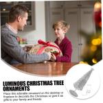 1stk Leuchtender Weihnachtsbaum Mikrolandschaft Krippendekor Led-Mini-Weihnachtsbaum Weihnachtsbaum-Desktop-Ornament Künstlicher Mini-Weihnachtsbaum Schmiedeeisen Silver