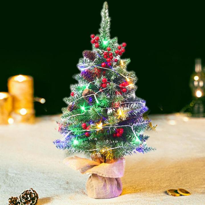 Kerstboom met verlichting, 45 cm, houten lichtketting, kerstboom, mini-kerstboom, kunstkerstboom, kerstdecoratie, tafel, kerstboom, kerstcadeaus
