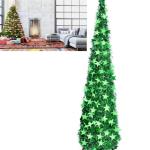 Weihnachtsbaum, PVC-Stern-Glitzer, festliche, faltbare Weihnachtsbaum-Figur, Dekoration für Zuhause, Hotel (Green)