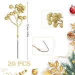 20 Pack 18cm Künstliche Rote Beeren für Weihnachtsbaum Deko Stechpalmenbeeren Zweige Dekorationen für Weihnachten Zuhause Holly Beeren für Handwerk Winter Urlaub Hochzeit Deko 
