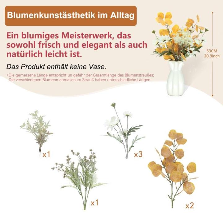 Groot boeket als echt met stelen zijden bloemen, appelbladeren, chrysant bloemstukken, kernstuk, bruiloft, boeket voor doe-het-zelf thuis, bruiloft, feest, festival, decoratie