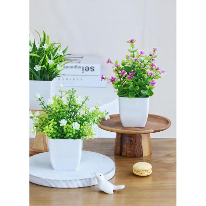 4 stuks mini met pot kleine nepplanten met bloemen voor thuis kantoor tafel kamer badkamer decor binnen